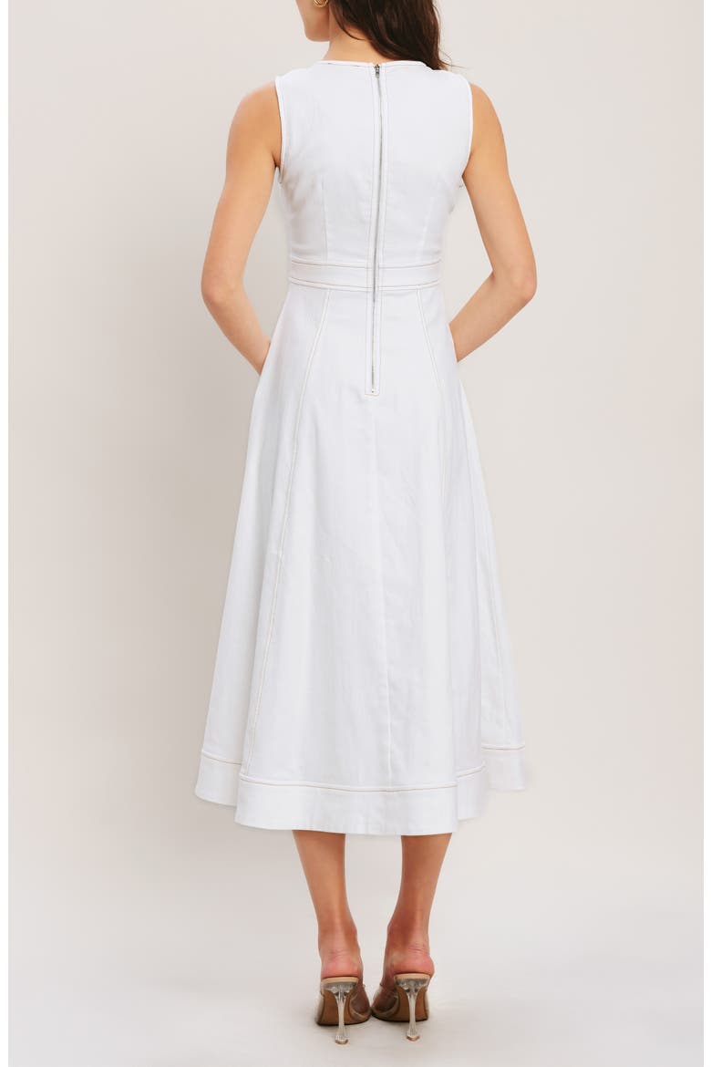 Denim Midi Dress, Alternate, color, WHITE