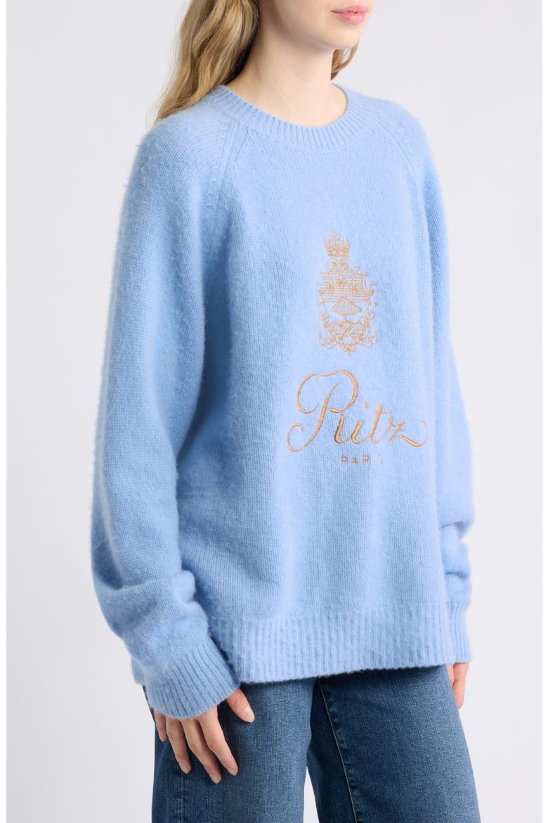 x The Ritz Paris Gender Inclusive Cashmere Sweater, Alternate, color, LIGHT BLUE