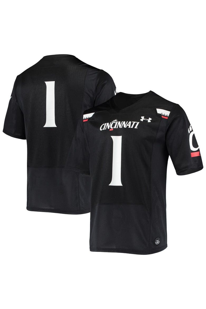 Men's Under Armour #1 Black Cincinnati Bearcats Logo Replica Football Jersey, Main, color, Black
