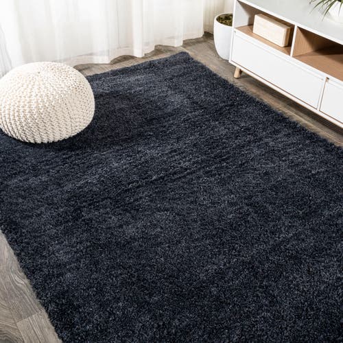 Jonathan Y Groovy Solid Shag Area Rug In Blue