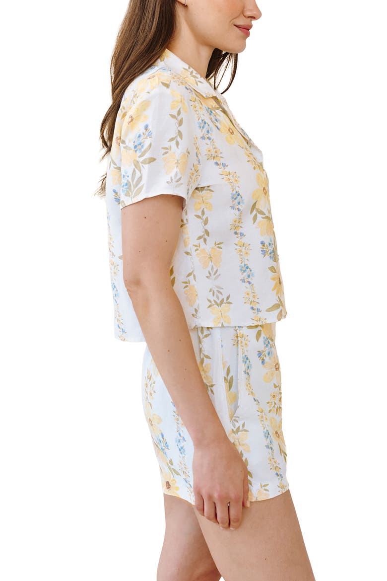 Stripe Floral Short Sleeve Button-Up Camp Shirt, Alternate, color, WILDFLOWER