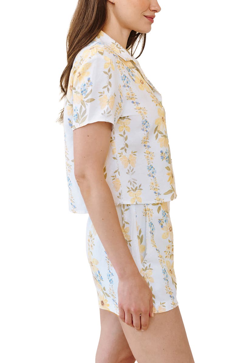 Bella Dahl Stripe Floral Short Sleeve Button-Up Camp Shirt, Alternate, color, Wildflower