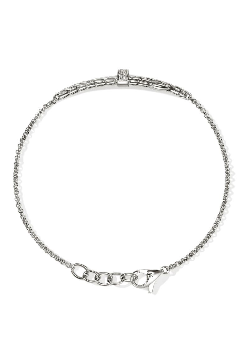 Pavé Diamond Spear Station Bracelet, Alternate, color, SILVER