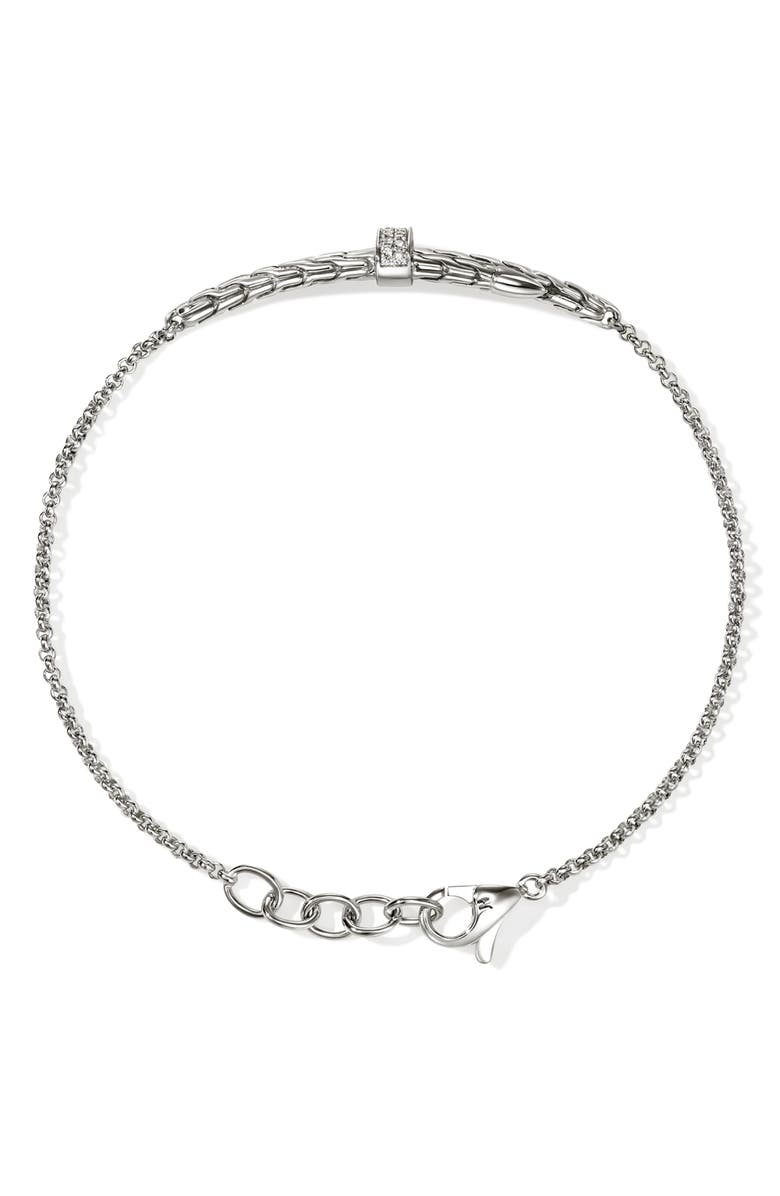 John Hardy Pavé Diamond Spear Station Bracelet, Alternate, color, Silver
