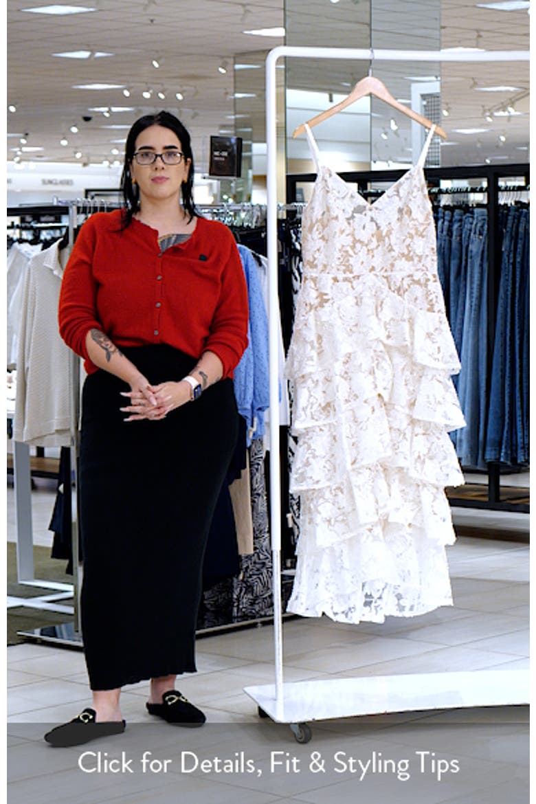 Saffron Lace Ruffle Tiered Cocktail Sheath Dress video