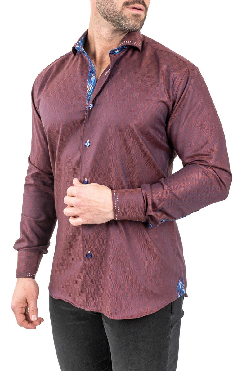 Maceoo Einstein Jacqcopper Brown Button-Up Shirt, Alternate, color, 