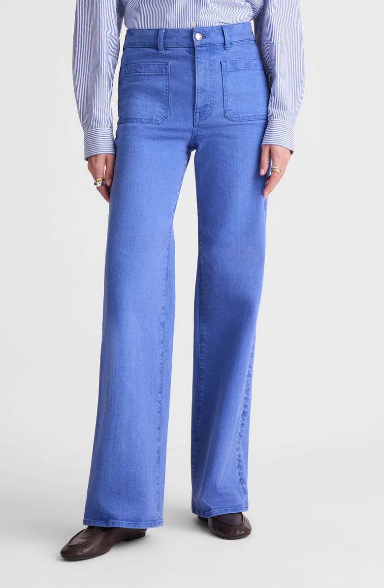 Madewell The Emmy Patch Pocket Wide Leg Pants, Main, color, French Blue