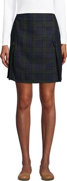 Lands' End School Uniform Young  Side Pleat Plaid Skort Above the Knee