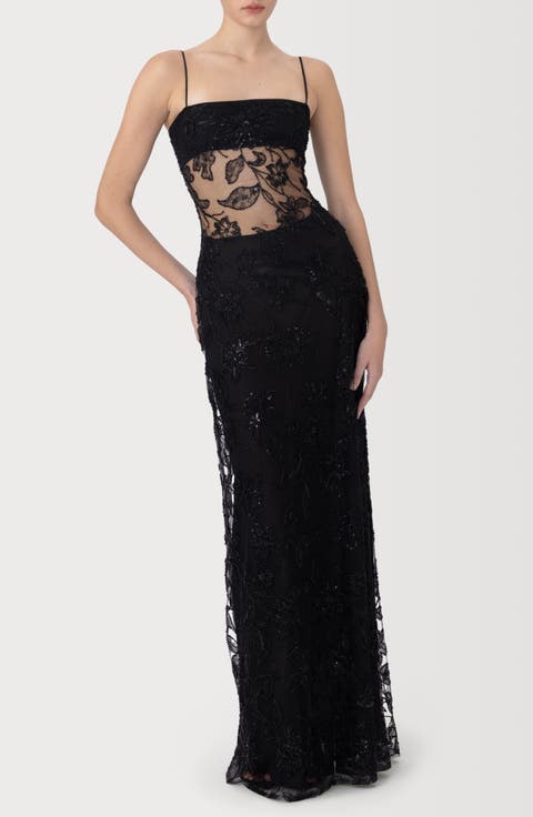 Adelaide Beaded Sheer Detail Gown