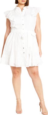 City Chic Casey Eyelet Cotton Shirtdress