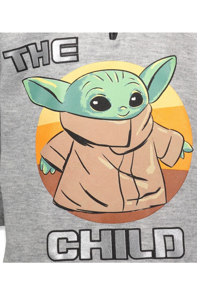The Mandalorian Baby Yoda Half Zip Hoodie, Alternate, color, Gray