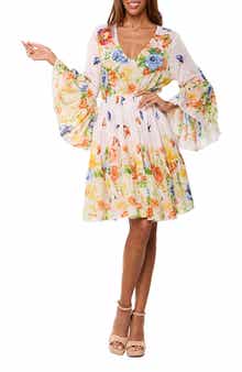 RANEES Floral Bell Sleeve Minidress