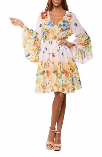 RANEES Floral Bell Sleeve Minidress