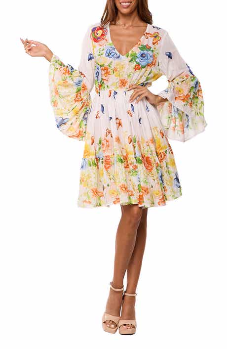 RANEES Floral Bell Sleeve Minidress