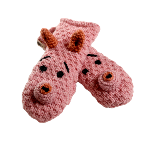 Hand Crochet Piggy Mittens
