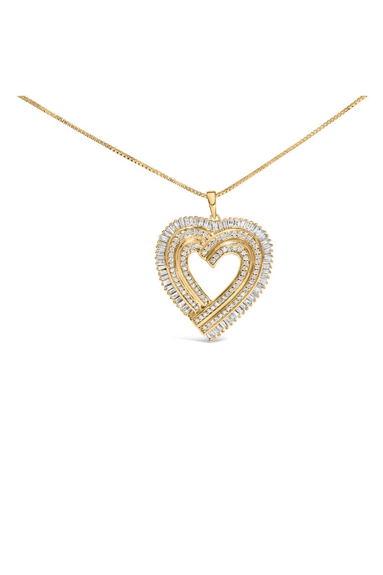 14K Yellow Gold Plated Silver 1/4 Cttw Diamond Composite Heart Pendant Necklace, Main, color, Yellow