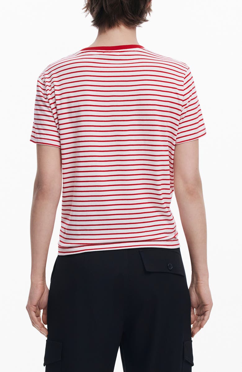 Desigual Mickey Mouse Striped Ringer Graphic T-Shirt, Alternate, color, Red