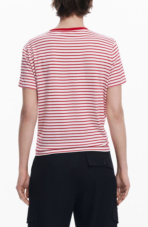 Desigual Mickey Mouse Striped Ringer Graphic T-shirt In Red