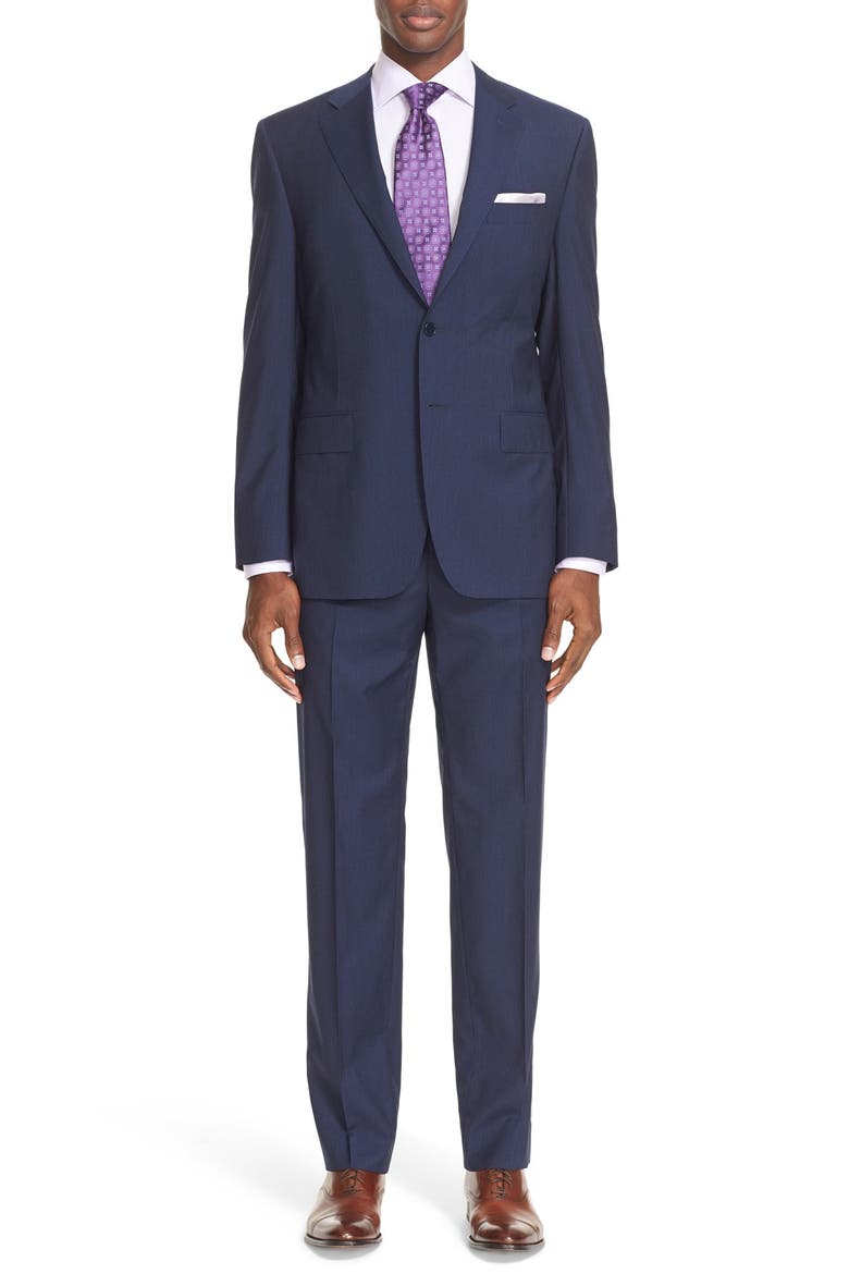 '13000' Classic Fit Stripe Wool Suit, Main, color, NAVY