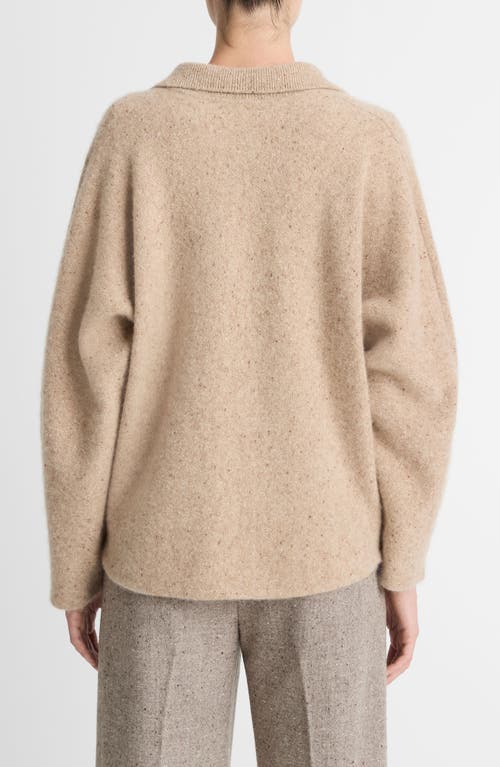 Vince Donegal Cashmere Polo Sweater In Brown