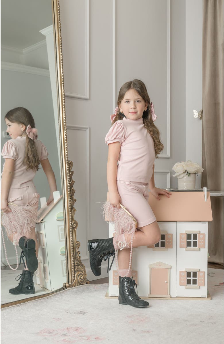 Petite Maison Kids Top and Biker Shorts Set, Alternate, color, Pink