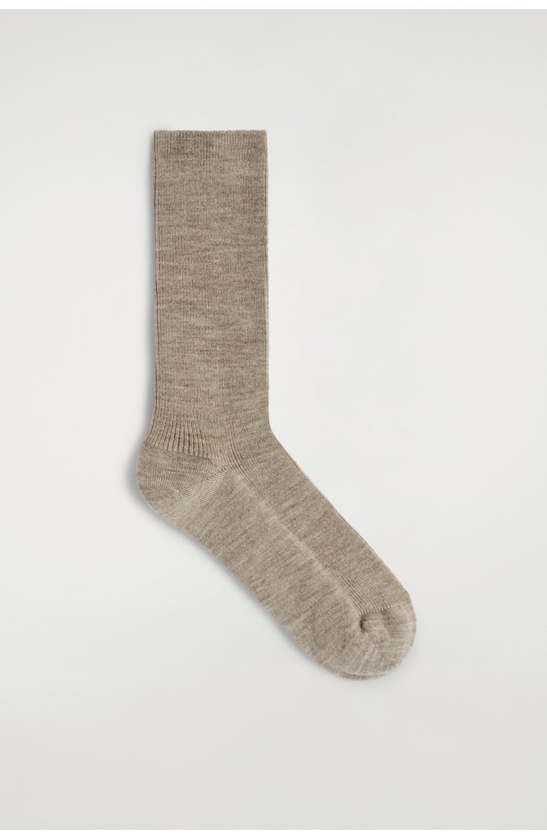 COS Ribbed Wool Socks, Main, color, Beige Mélange