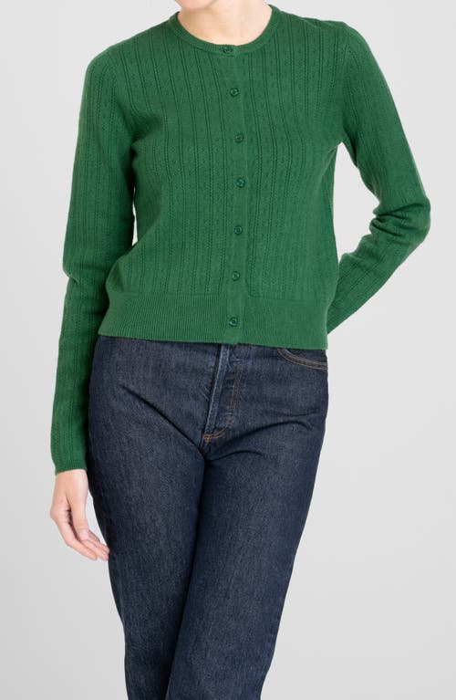 Wayf Sandy Pointelle Cardigan In Green