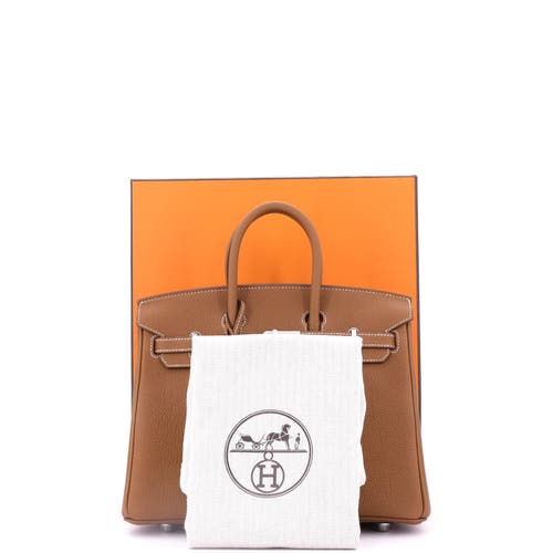 Pre-owned Hermes  Hermes Birkin Handbag Brown Togo With Palladium Hardware 25 In Gold