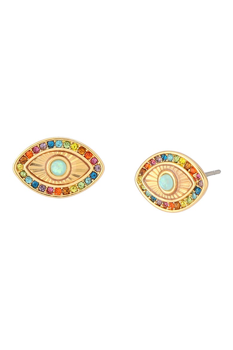 Rainbow Evil Eye Stud Earrings, Main, color, MULTI