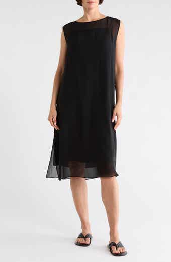 Eileen Fisher Bateau Neck Silk Dress