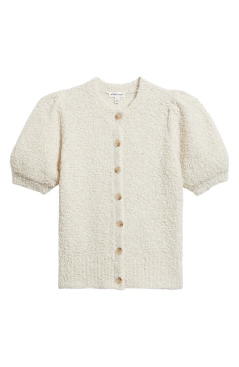 Puff Sleeve Textured Cardigan