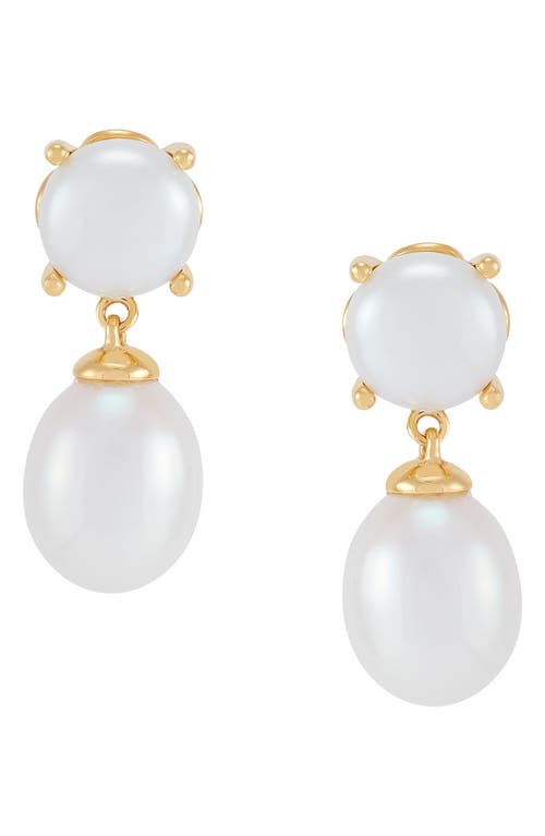 Frankie & Zoe Freshwater Pearl Drop Earrings In Yellow Gold/pearl