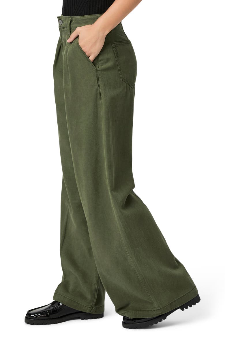 PAIGE Aurora Pleated Wide Leg Pants, Alternate, color, Vfrstrgrn