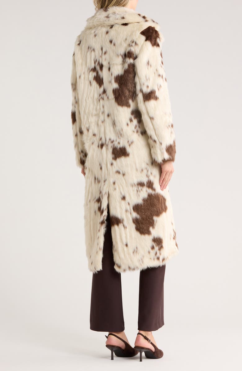 JASON WU Print Faux Fur Coat, Alternate, color, Ivory/ Brown Cow Print