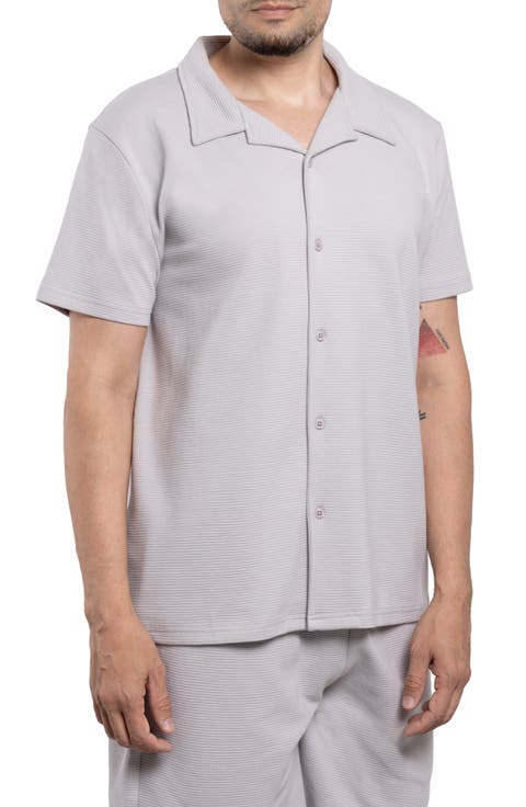 Classic Fit Textured Knit Camp Shirt