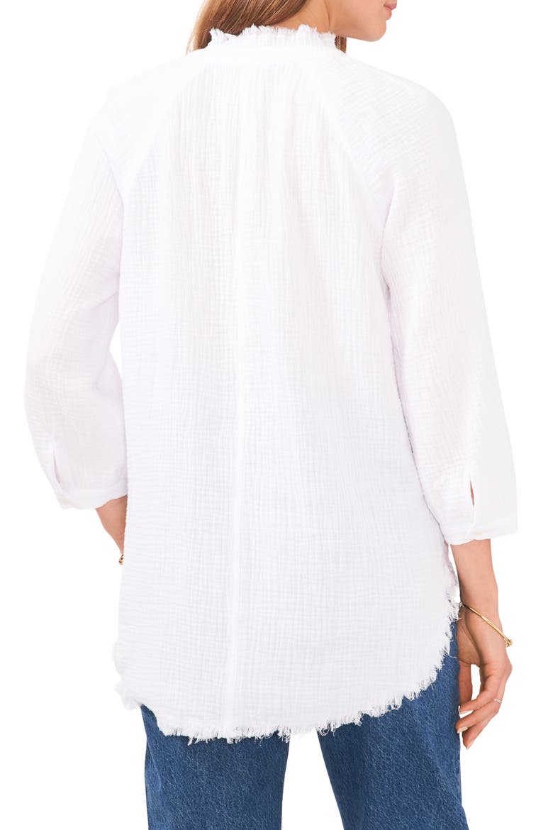 Gauzy Fray Hem Tunic Top, Alternate, color, ULTRA WHITE