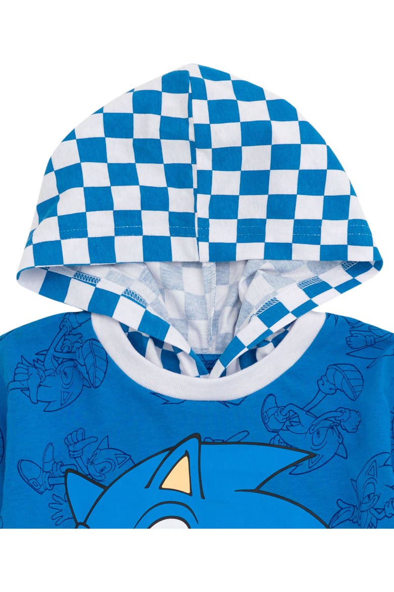 Sonic the Hedgehog Hooded Long Sleeve T-Shirt, Alternate, color, Sonic Blue