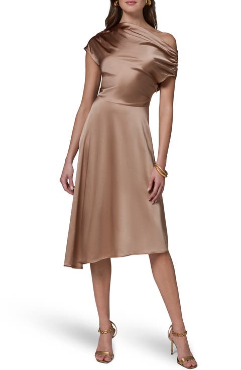 One-Shoulder Silk Blend Midi Dress