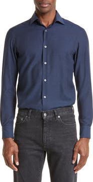 ZEGNA Cashco Cotton & Cashmere Button-Up Shirt