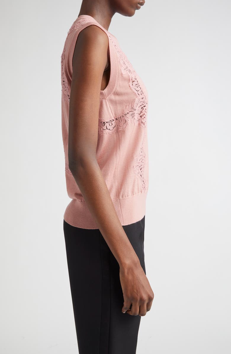 Dolce&Gabbana Lace Trim Sweater Tank, Alternate, color, Rosa Polvere Scuro
