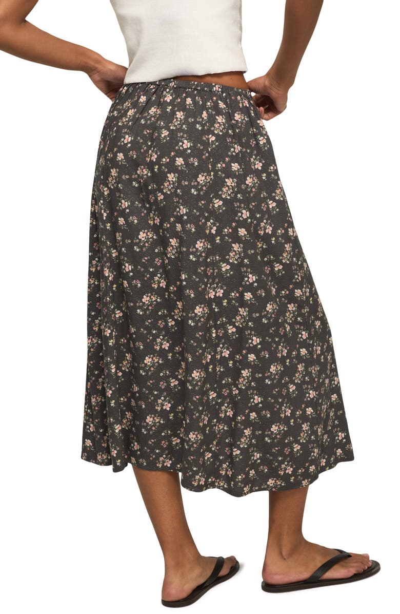 Lucky Brand Simone Floral Midi Skirt, Alternate, color, Black Floral