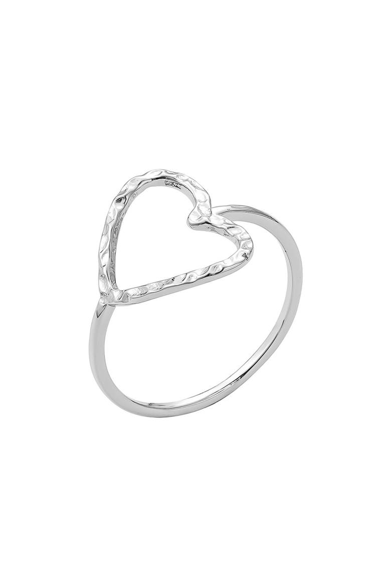 Hammered Open Heart Pendant Ring, Main, color, SILVER