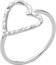 Adornia Hammered Open Heart Pendant Ring