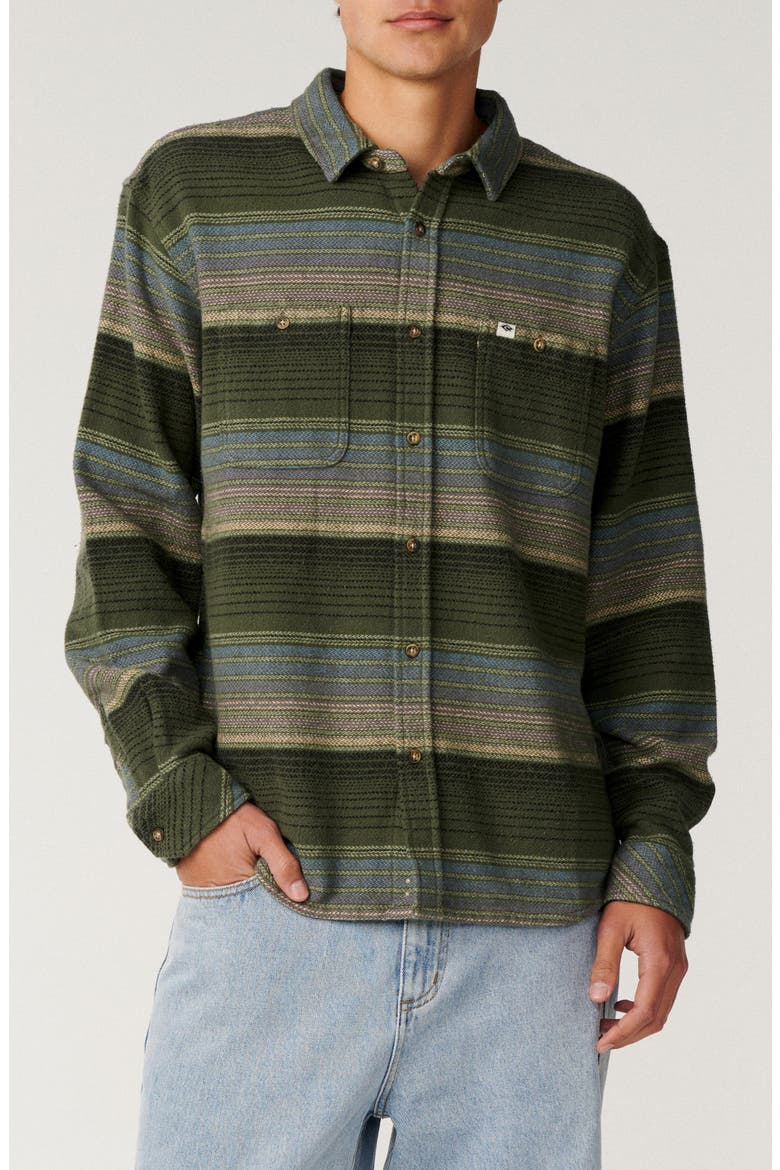 Classic Surf Baja Cotton Flannel Button-Up Shirt, Main, color, DARK OLIVE
