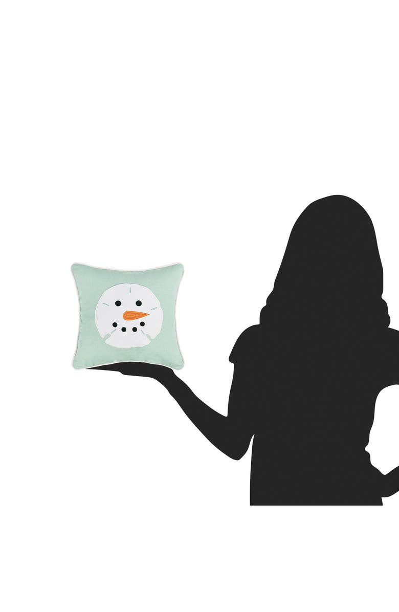 C&F Home Sand Dollar Shaped Snowman Christmas Accent Pillow, 10" x 10", Alternate, color, Green