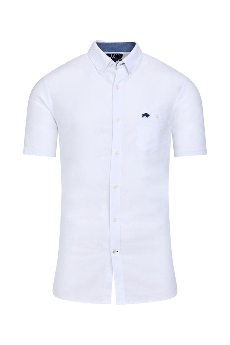 Short Sleeve Linen Blend Shirt, Alternate, color, White