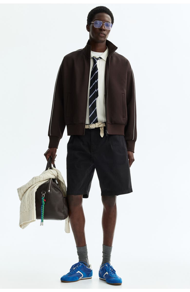 H&M Relaxed Fit Cotton Chino Shorts, Alternate, color, Black