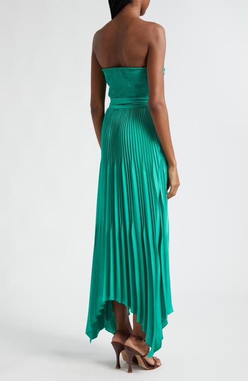 James Perse Fernanda Ruched Pleated Strapless Maxi Dress In Sea Green