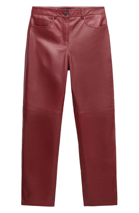Straight Leg Leather Pants
