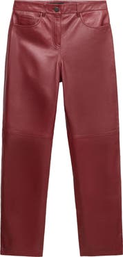 MANGO Straight Leg Leather Pants